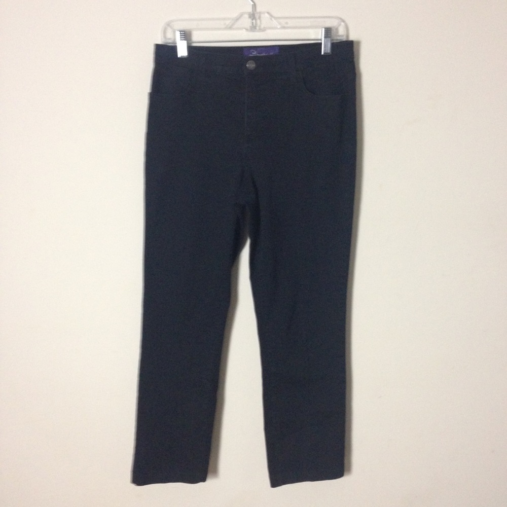 NYDJ Black Hi Rise Straight Leg Jeans Size: 4